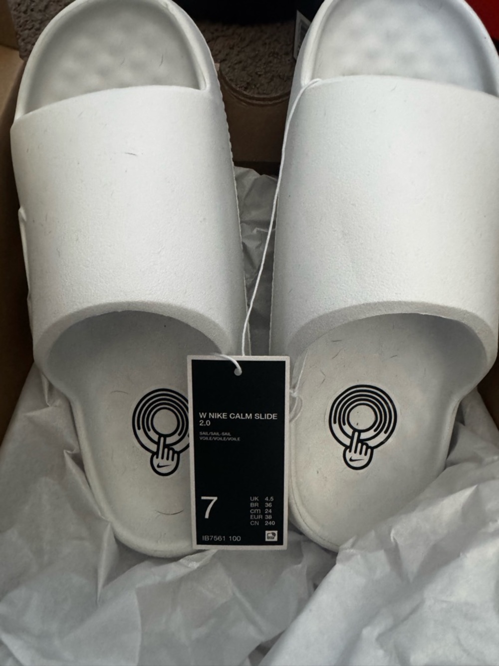 Nike Calm Slide 2.0 SAIL / White Women's Slides - Size 7